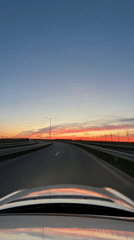 Sunset highway drive captured on video near Burgas, Bulgaria