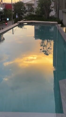 Rooftop Pool Sunset Reflections Documented in Choeng Thale Thailand