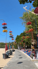 Sunny morning on Kuta Selatan's beachfront promenade, Bali