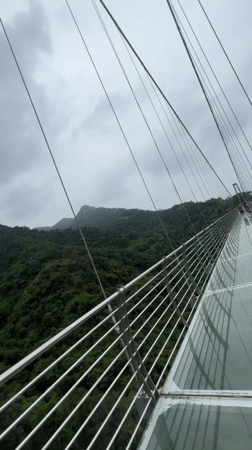 Glass bridge and mountain park visit in Foshan, China