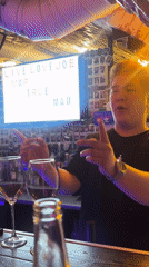 Animated bartender serves customers in Krasnoyarsk establishment