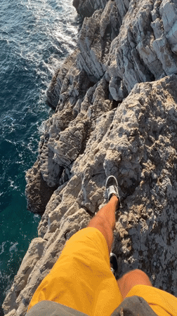 Cliff's edge in Buljarica, Adriatic views below