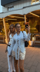 Live music and a selfie outside a Krasnoyarsk café