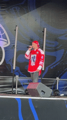 Hockey fans gather in Yaroslavl square for game viewing party