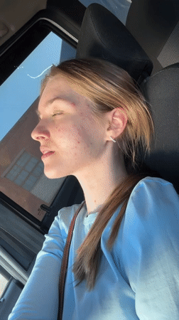 Woman documents flower arranging and car selfies in Perm