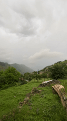 Overcast day on a rocky Caucasus hillside village