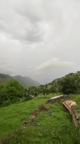 Overcast day on a rocky Caucasus hillside village