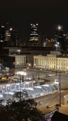Warsaw evening cityscape captured from multiple elevated viewpoints