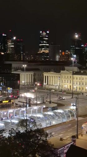 Warsaw evening cityscape captured from multiple elevated viewpoints