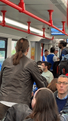 Crowded passenger train documented in Pompeii, Italy