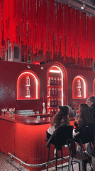 Red Martini bar installation spotted at Moscow venue