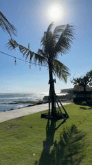 Coastal gathering spot draws visitors during day and sunset