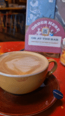 Lipstick-marked cappuccino with latte art observed in West Suffolk