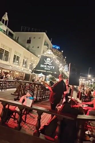 Live music on a pirate ship stage at Bounty Rimini