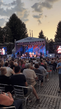Live ukulele performance at an outdoor evening concert in Bansko