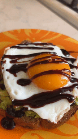Avocado toast breakfast documented in Rusanovo, Russia