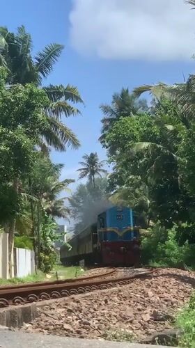 Train and beach scenes documented along Sri Lanka's coast