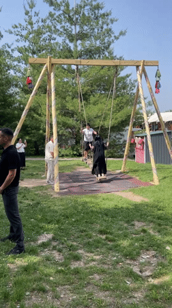 Family recreation documented at Kazakhstan village park and animal area