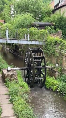 Morning coffee break on historic bridge in Meisenheim