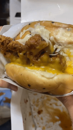 Lunch documentation in Davao City includes chicken burger, flowers