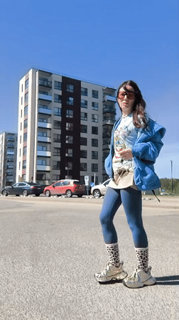 Woman in leopard-print socks spotted in Riga parking lot