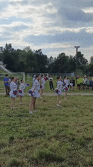 Community sports day underway in Zlatoust with cheerleaders and kids
