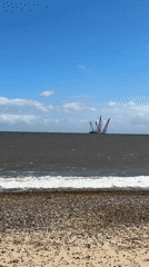 Crane barge RAMBIZ operates in choppy Great Yarmouth waters
