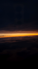 Dawn aerial view captured above clouds near Rebrovo, Bulgaria