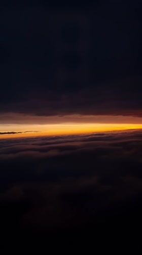 Dawn aerial view captured above clouds near Rebrovo, Bulgaria