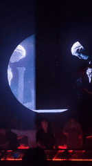 Live set at Radio Garçon with LED visuals and a stage performer