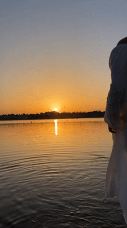 Sunset on the Ternopil Reservoir: water, dresses, and ducks
