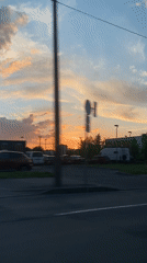 Sunset street scene captured on video in Saint Petersburg