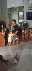 Toddler's morning at home in Desa Gagaksipat, Indonesia