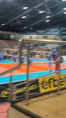 Volleyball match played in Sofia arena between blue, black teams