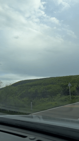 Couple travels scenic mountain roads in rural Georgia