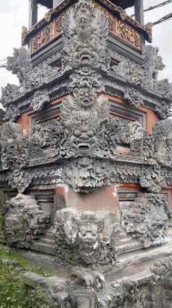 Tourist documents Balinese temples and street life in Ubud