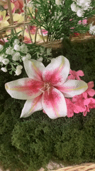 Artificial floral displays in wicker baskets, Kuala Pembuang