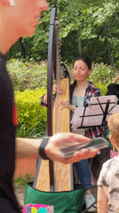Harp performance and running race enliven Sofia park