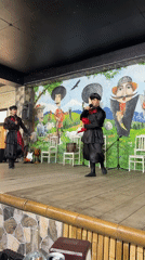 Traditional Georgian music and dance on a village stage