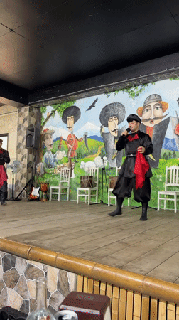 Traditional Georgian music and dance on a village stage