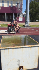 Muddy tank obstacle course on a track in Angarsk