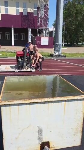 Muddy tank obstacle course on a track in Angarsk
