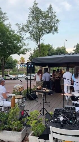 Live band performs outdoor concert in Cambrils, Spain