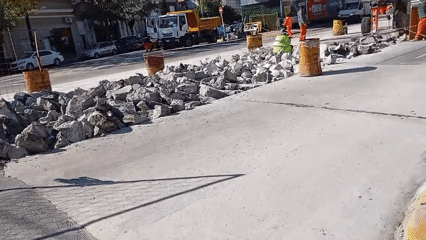 Road construction underway in Buenos Aires intersection