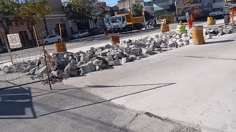 Road construction underway in Buenos Aires intersection