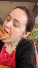 Woman enjoys leisurely lunch at Russian cafe