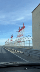 Early morning highway drive recorded in Novocheboksarsk, Russia