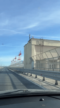 Early morning highway drive recorded in Novocheboksarsk, Russia
