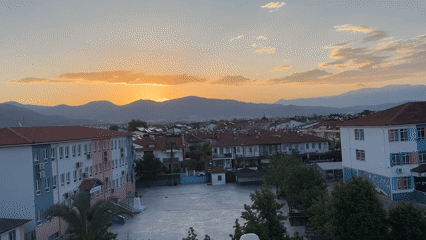 Sunset observed over mountain townscape in Fethiye, Turkey