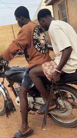 Morning scenes captured in Jawu: motorbike riders, wandering sheep